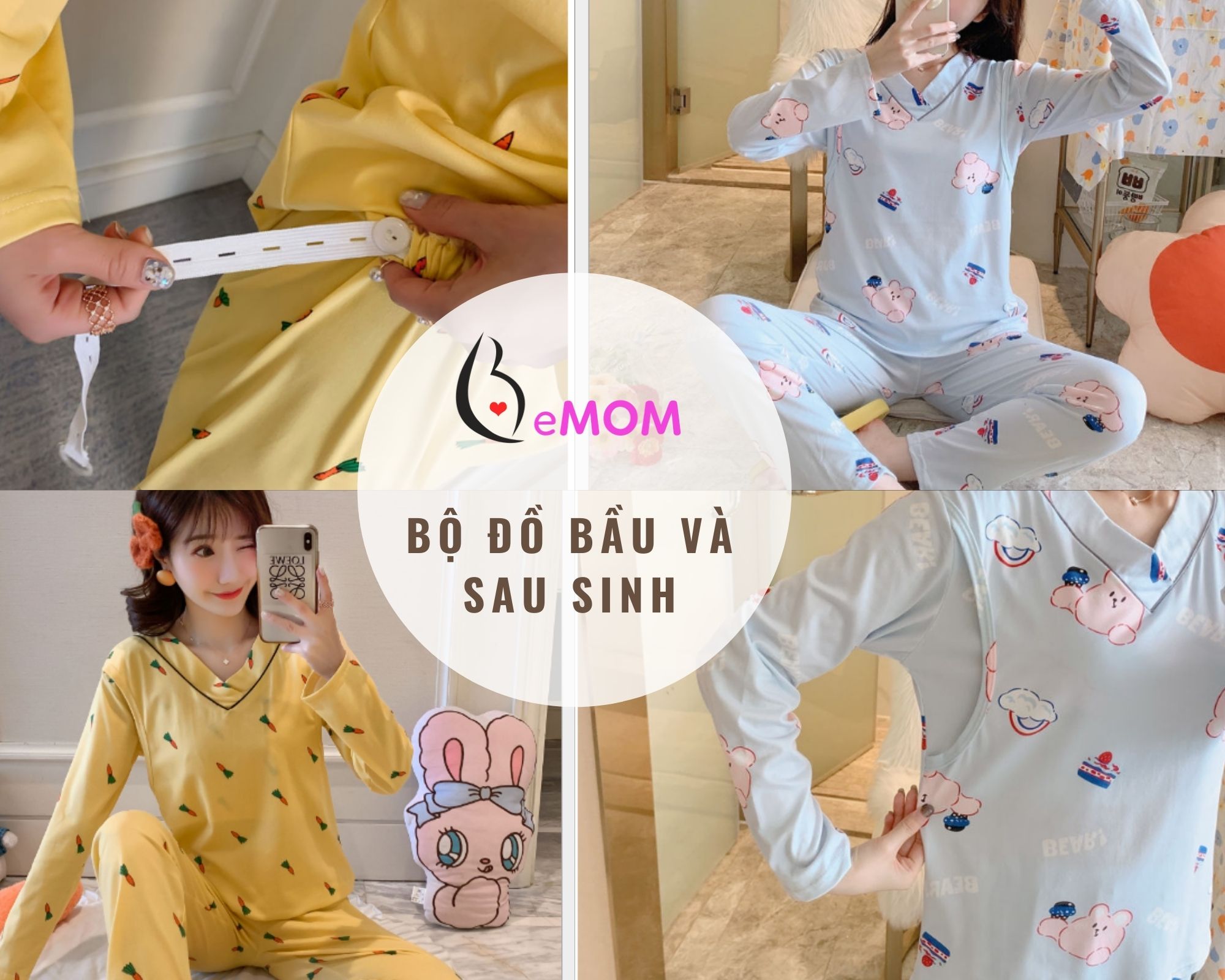 Bộ đồ bầu sau sinh cho con bú trẻ trung