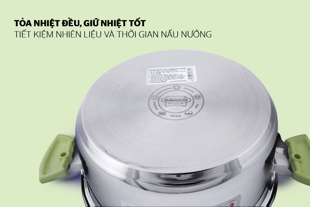 Bộ nồi inox 3 đáy SUNHOUSE SH336