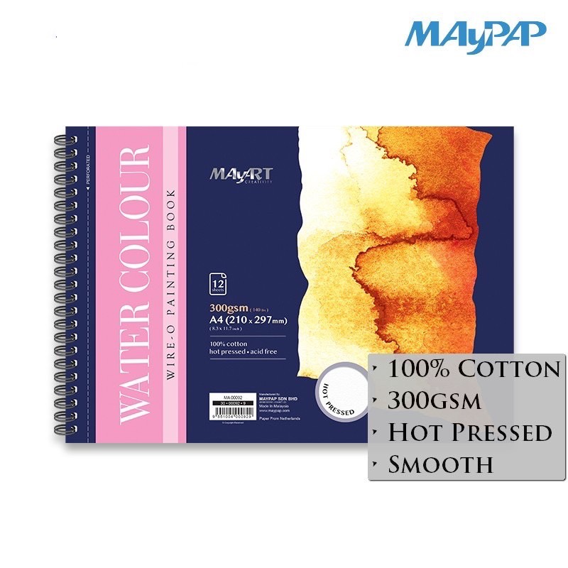 Sổ vẽ màu nước MayArt A4 (100% Cotton )
