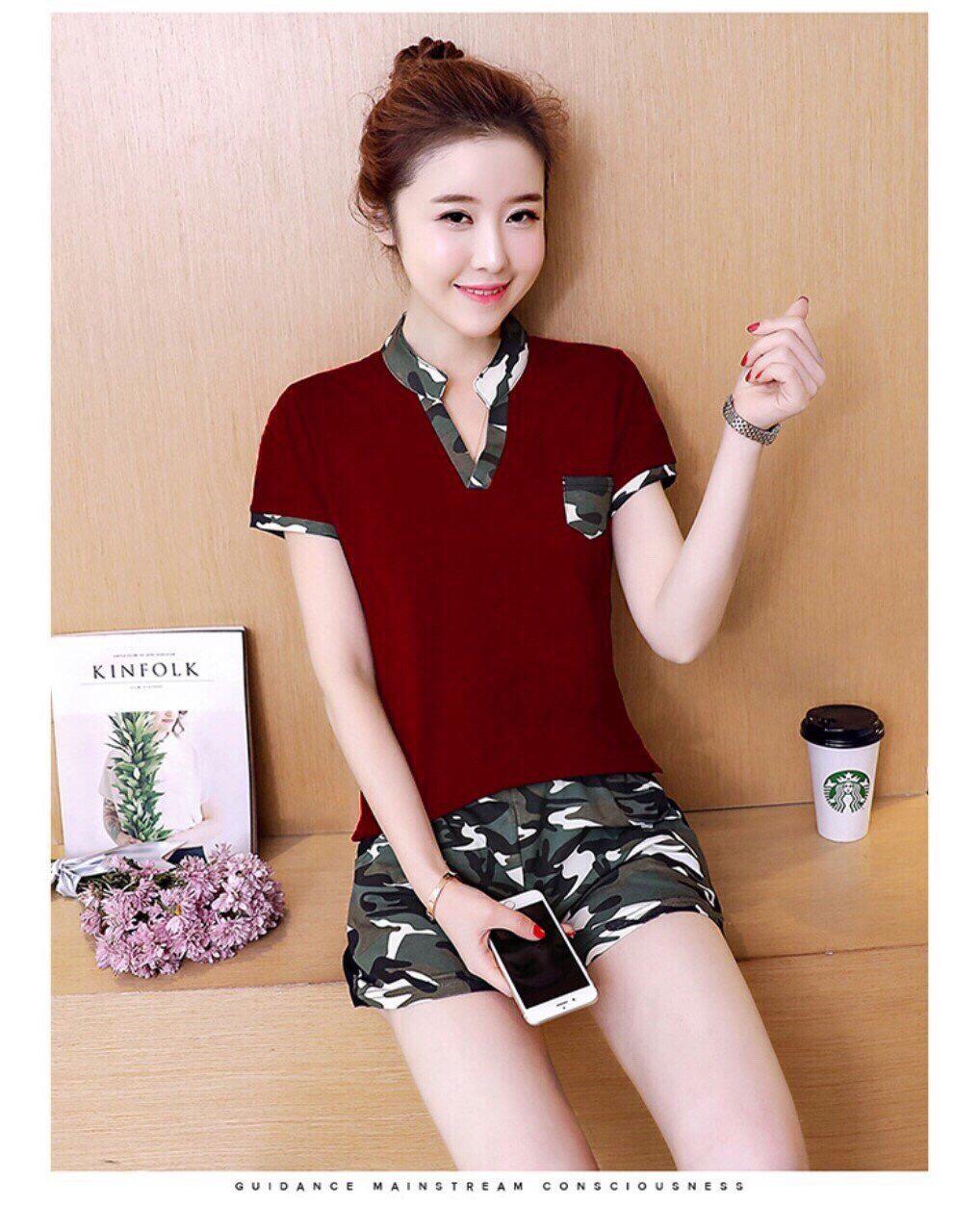 Bộ quần áo thể thao nữ short lính