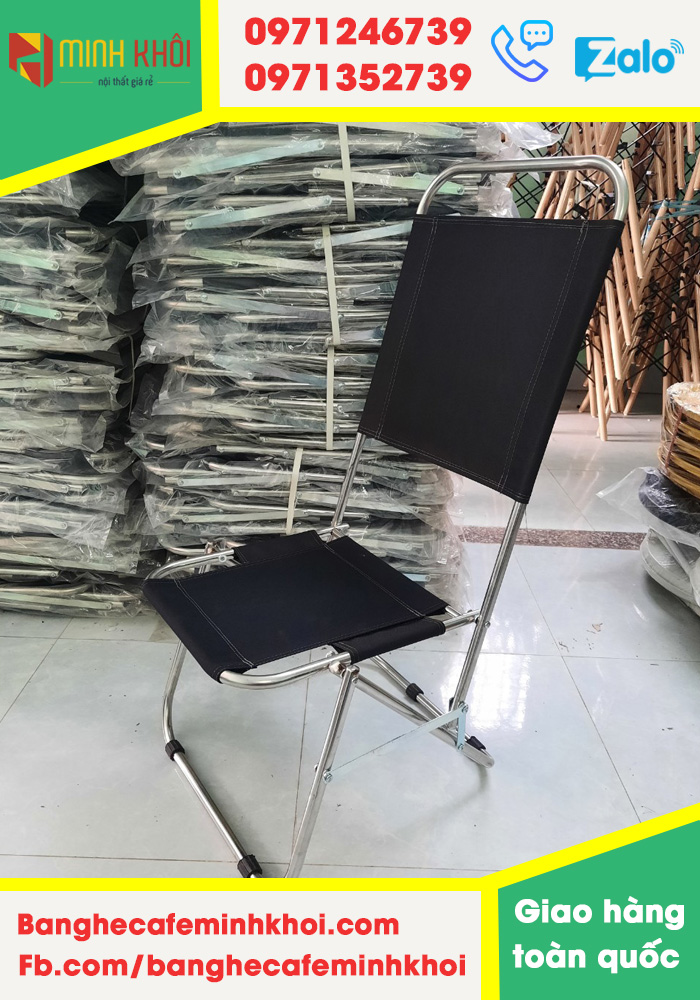 Ghế xếp cafe, ghế xếp inox LƯNG CAO giá rẻ