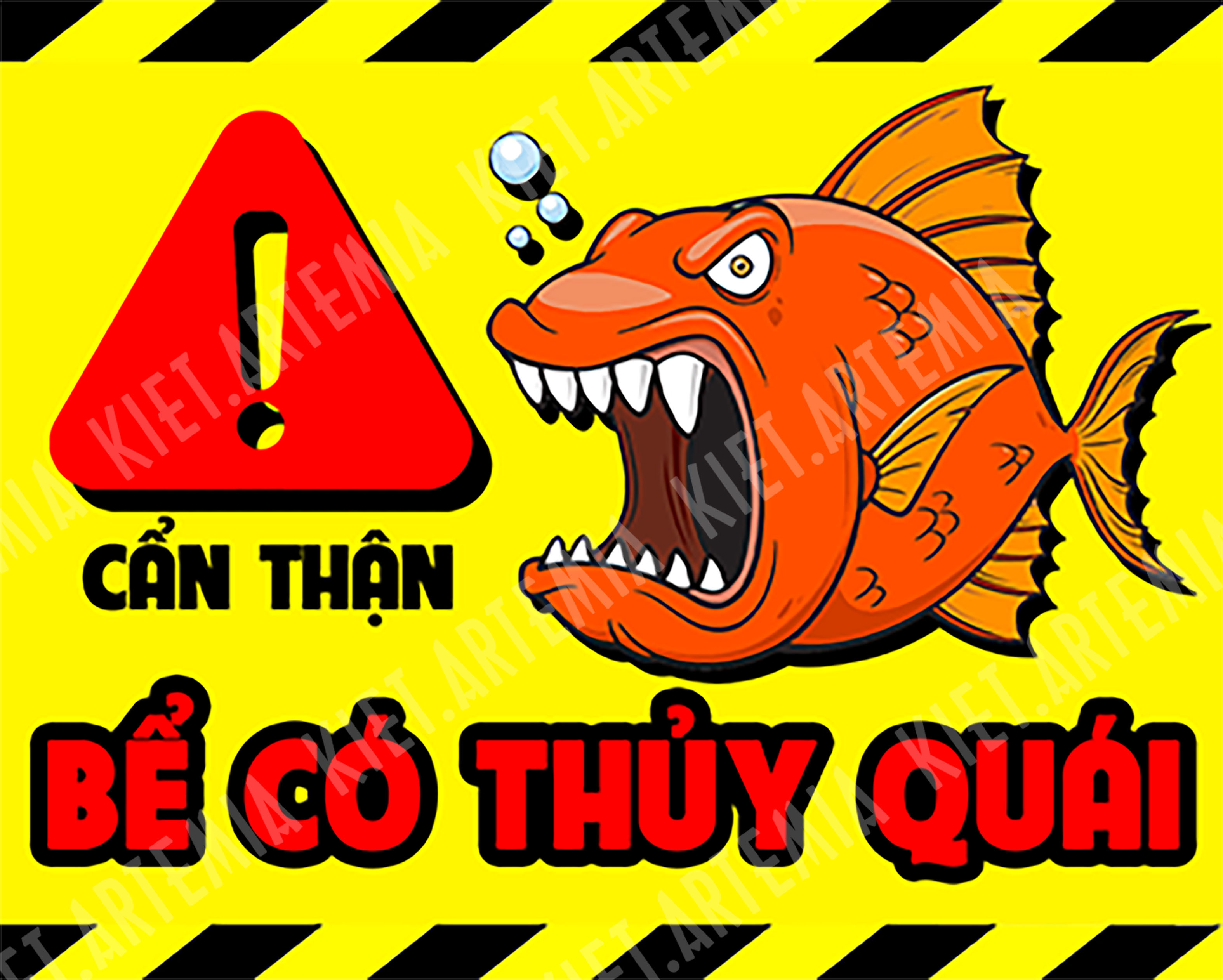 Decal cảnh báo dán hồ cá vui nhộn, trang trí bể cá