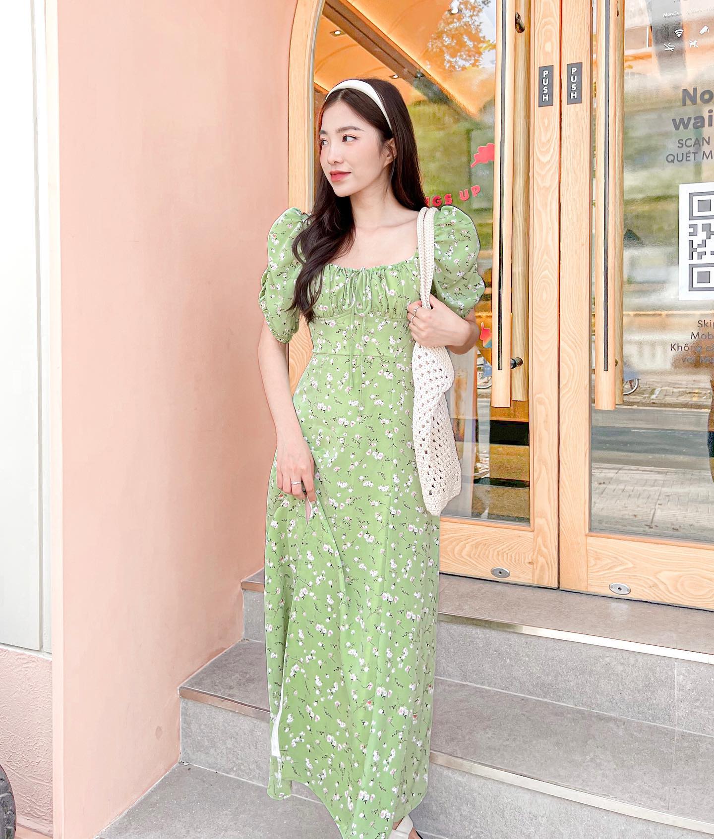 Đầm NATHY - Đầm midi hoa nhí smocking lưng