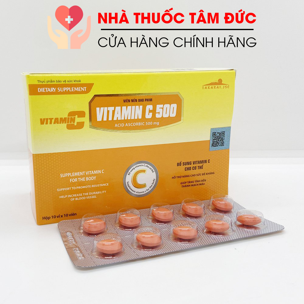 Viên uống VITAMIN C 500 tăng cường sức đề kháng tăng sức khỏe - Hộp 100 viên