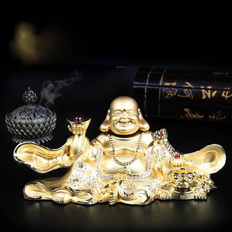 Tượng di lặc nâng vàng trang trí xe