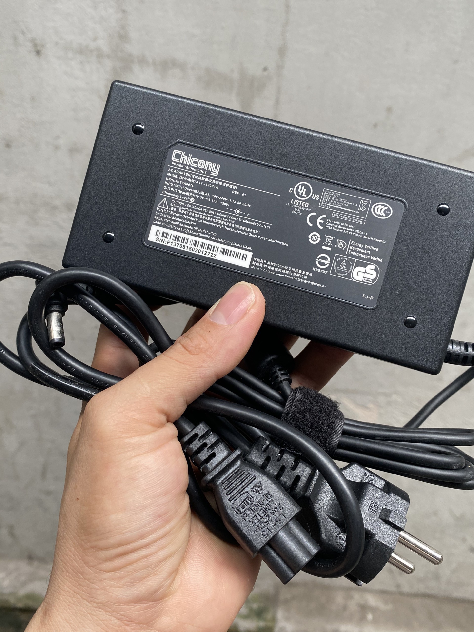Bộ sạc laptop Aftershock Vapor 19.5V-6.15A bản gốc theo máy