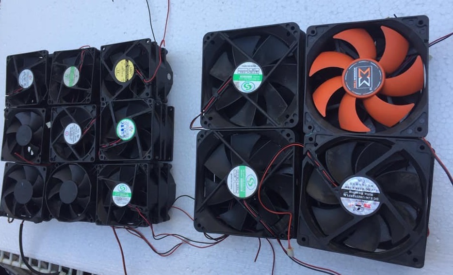 2 pcs combo 12v 12x12x2cm heat sink fan