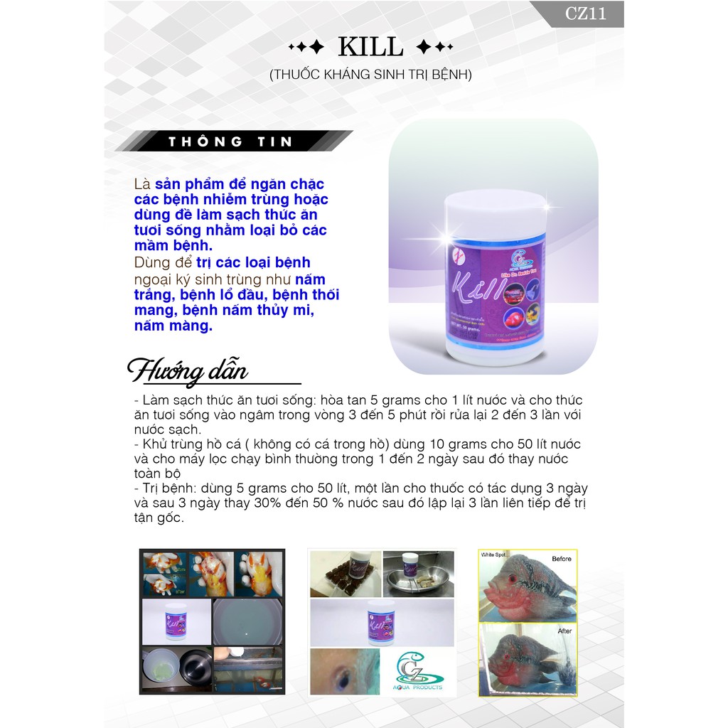 CZ11 KILL - KS Hỗ Trợ Xử Lý Các Vấn Đề của Cá Cảnh (La Hán, Cá Rồng, Guppy....)