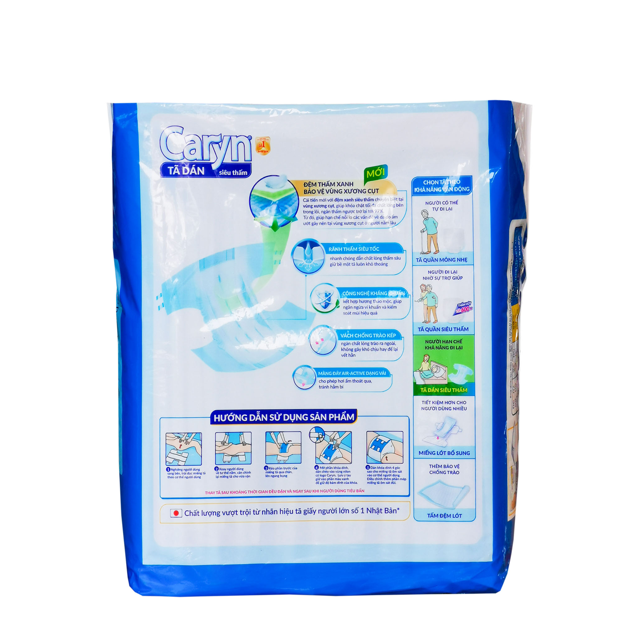 Tã Dán Siêu Thấm Caryn Size M10/L10/XL10