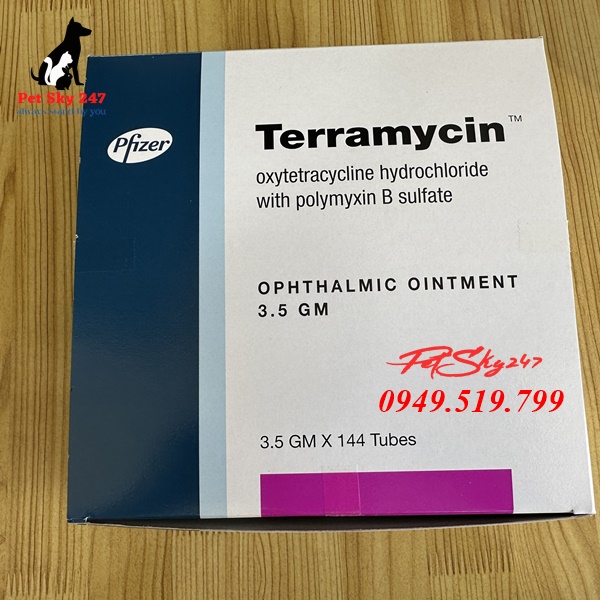 Thuốc Terramycin Trị Nhễm Trùng Mắt Cho Chó Mèo 3,5g