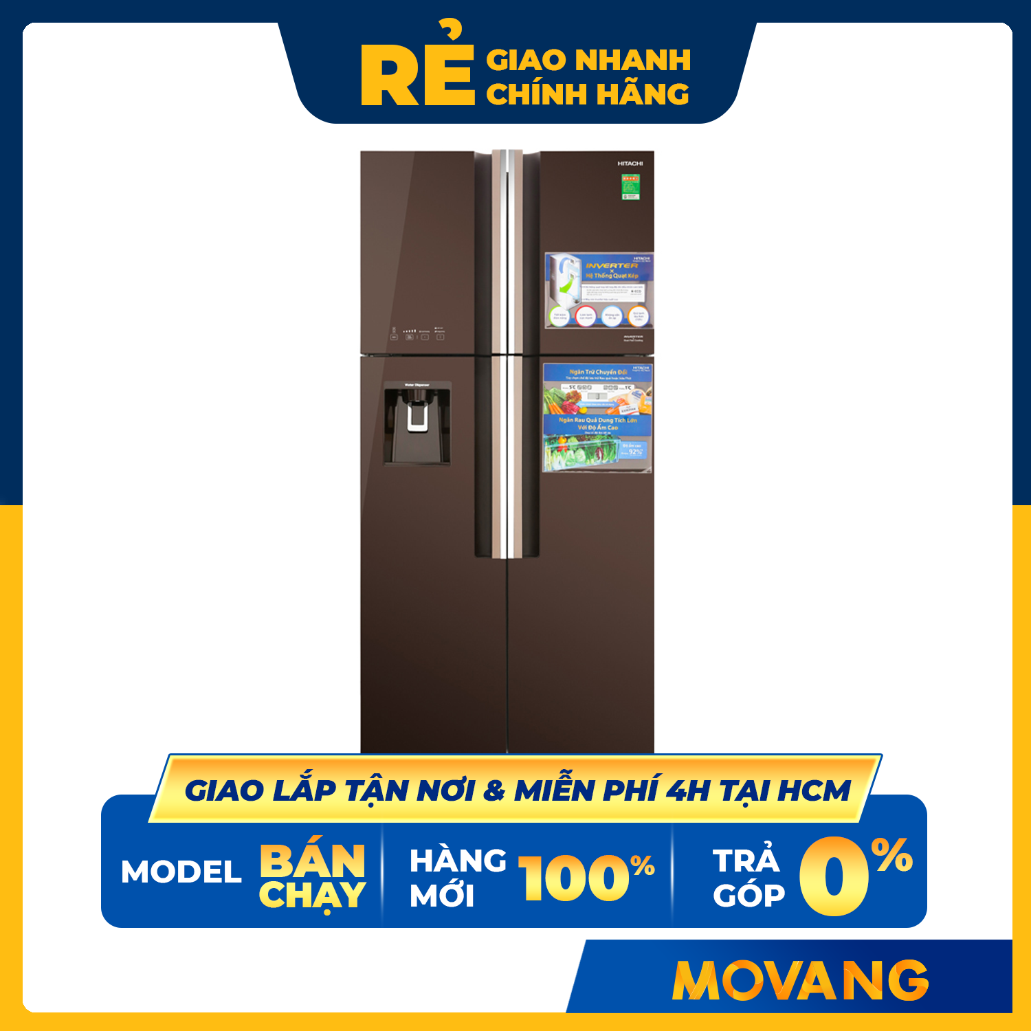 [GIAO TẠI HCM] -  Tủ lạnh Hitachi Inverter 540 lít R-FW690PGV7(GBW)