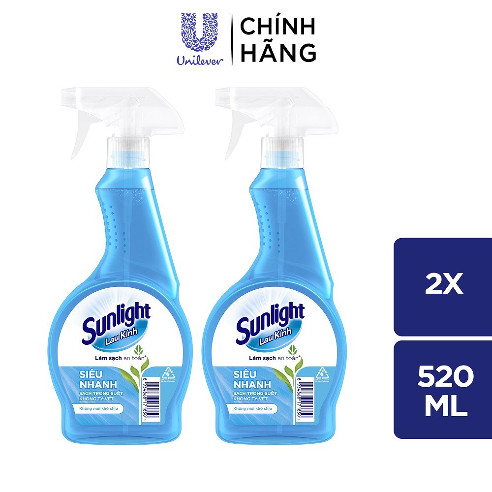 Nước lau kính Sunlght siêu nhanh 520ml/chai