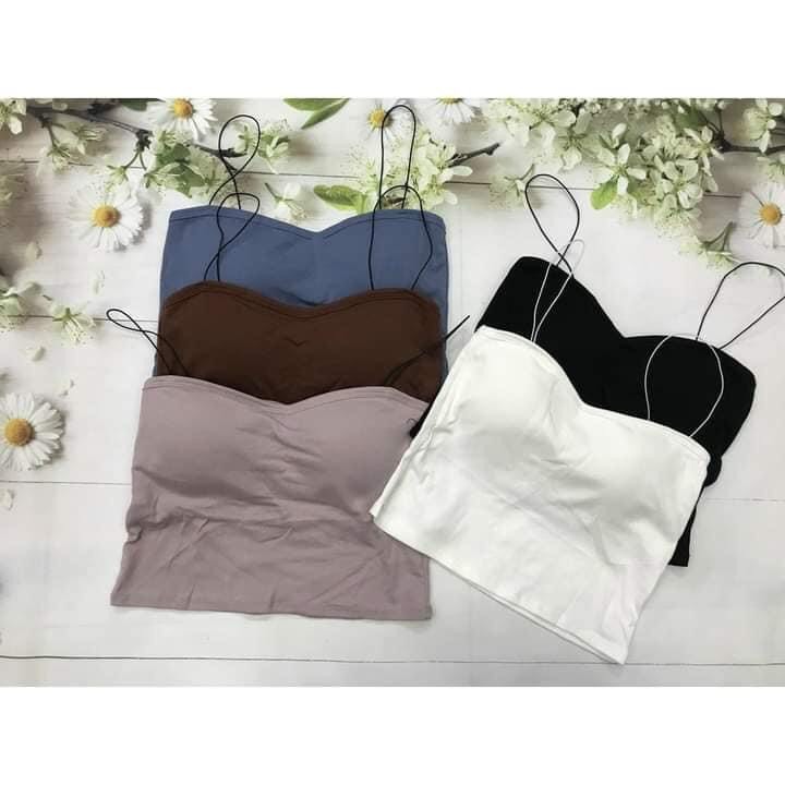 Áo Bra 2 dây mảnh dáng lửng cotton mềm mịn co giãn siêu hót (có đệm ngực)