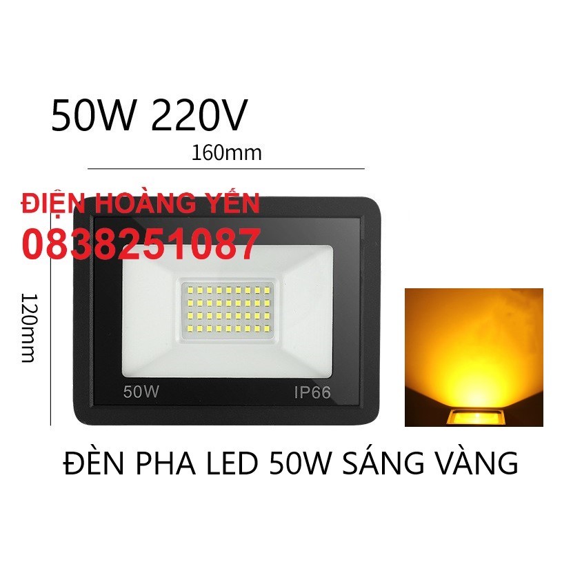 Đèn Led Pha 50W IP66 Ngoài Trời Chống Mưa Tuổi Thọ Cao 220V (Ánh sáng trắng) bảo hành 12 tháng