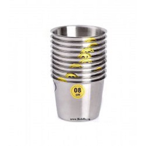 10 ly đákhuôn làm bánh Flan inox 304 cao cấp 8cm