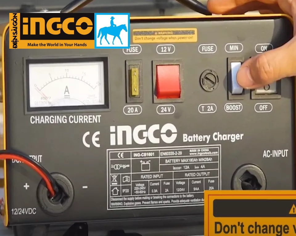 Máy sạc bình điện ắc qui 12V 24V INGCO TOTAL ING-CB1601