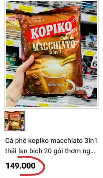 Cà Phê Sữa Kopiko Macchiato 3in1 Thái Lan 400g ( 20 gói *20gr )