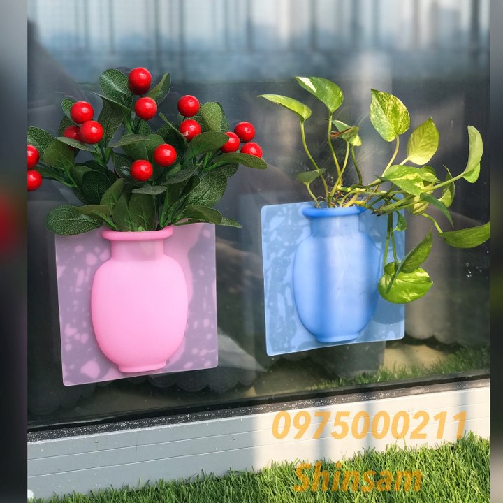 Bình Hoa Silicon Dán Tường,Dán Kính Decor Trang Trí