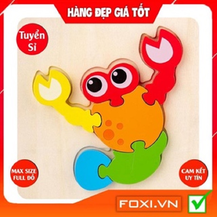 Đồ chơi lắp ghép bằng gỗ Foxi-tranh ghép hình nổi 3D-trò chơi sáng tạo-nhiều hình đa dạng-màu sắc ngộ nghĩnh-đáng yêu