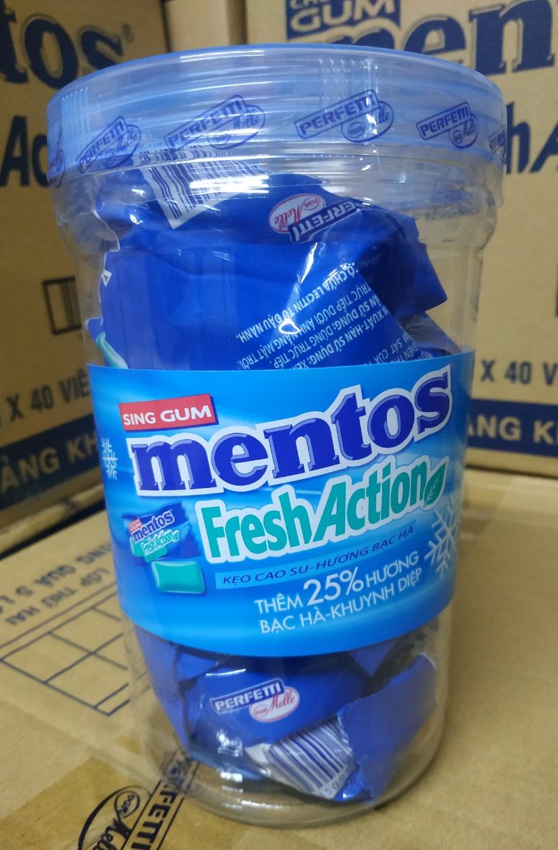[TẶNG HŨ NHỰA CAO CẤP] Combo 2 gói kẹo cao su Mentos Fresh Active 80 chiếc