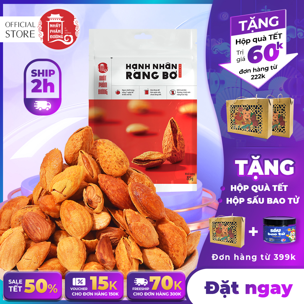 Hạnh nhân rang bơ Nhất Phẩm Đường nhập khẩu Mỹ vỏ mỏng