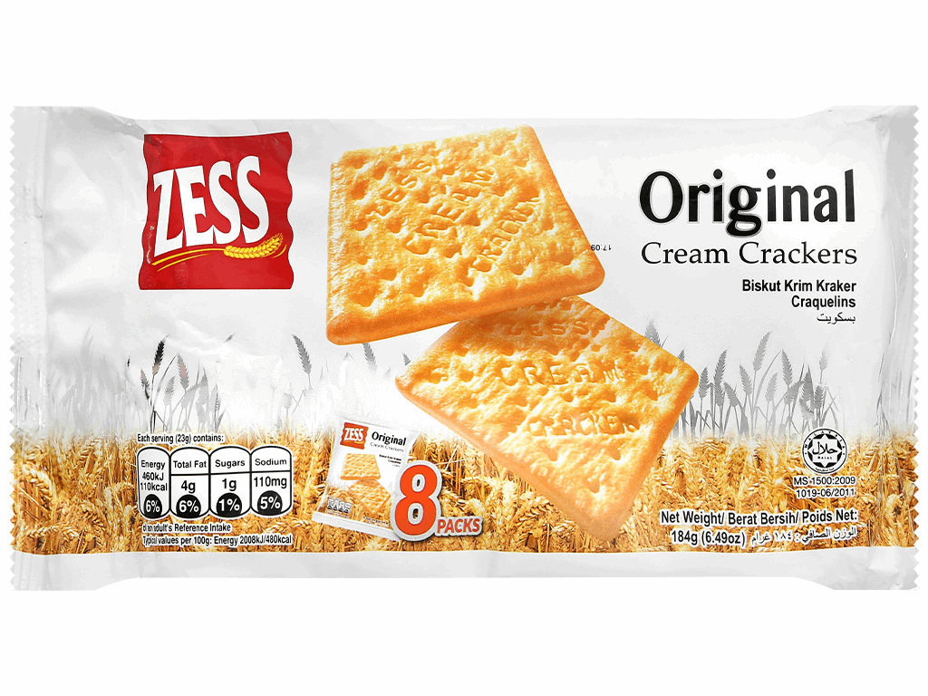 Bánh quy vị truyền thống Zess Cream Cracker gói 184g