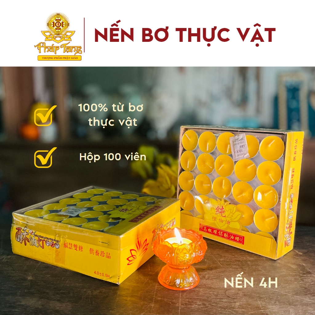 Nến, đèn bơ thực vật hộp 100 cây - pháp tạng