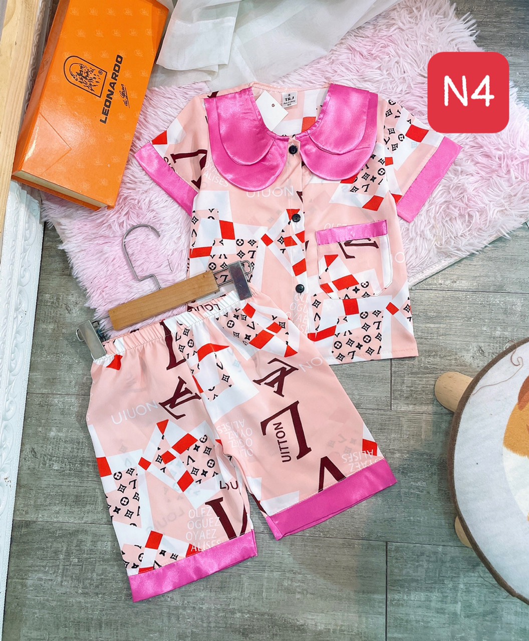 bộ pijama quần lửng lụa mango cho bé 9-21kg