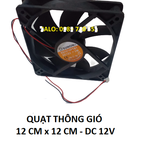 Quạt thông gió, làm mát 12x12x 2.5 cm - 12V