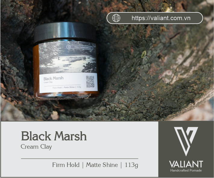 Sáp vuốt tóc valiant - black marsh - cream clay - 113g