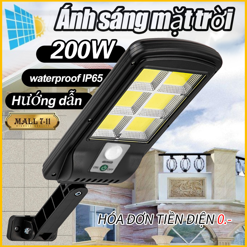 Đèn năng lượng mặt trời 200w solar street lamp 6 bóng cảm biến chuyển động và đèn solar 100 led