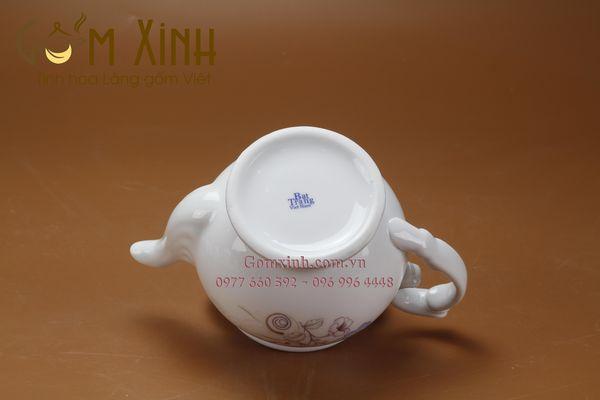 ấm chén Bát Tràng_Bộ bình trà Phú Quý hoa tỉ muội