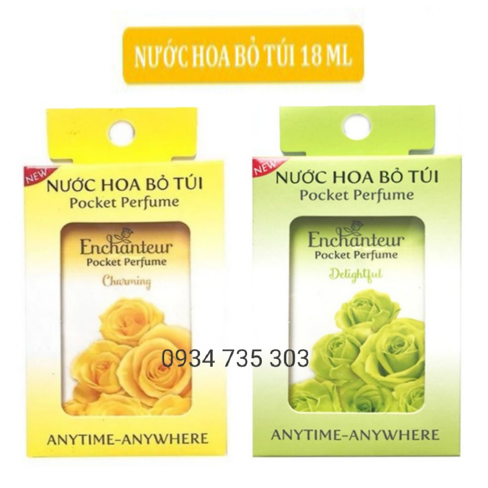 Combo 2 chai nước hoa Enchanteur charming 18ml + nước hoa enchanteur delightful bỏ túi