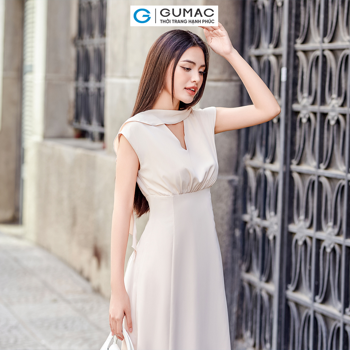 Đầm nữ dáng A phối bèo DD11014 thời trang GUMAC
