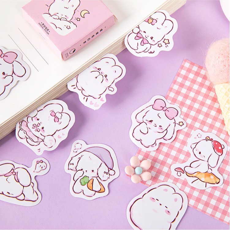 [HD41] Bộ 45 hình dán sticker Thỏ Con dễ thương trang trí sổ tay DIY
