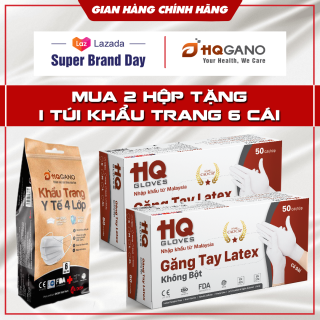 HCMGăng Tay Latex Không Bột HQ Gloves Hộp 50 cái 25 cặp thumbnail