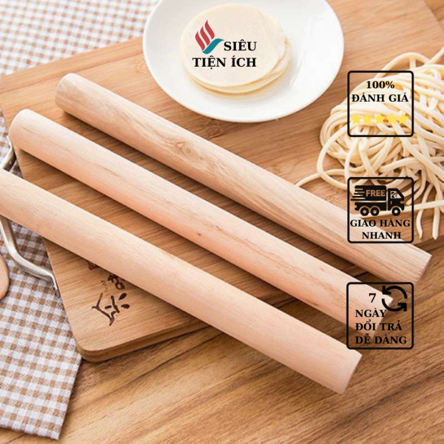 Cán năn bột / Cây lăn bột bằng gỗ 28cm