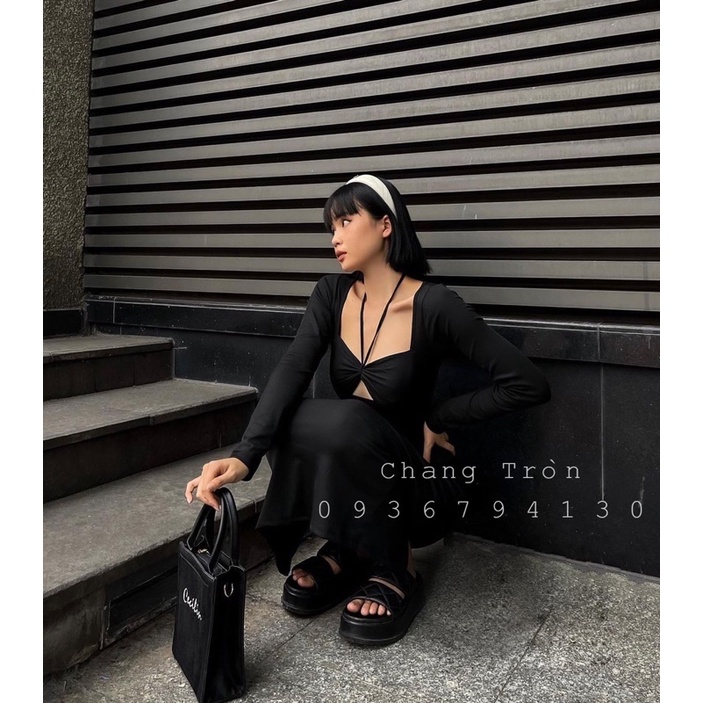 Đầm Body Cột Cổ Dài Bigsize - Chang tròn