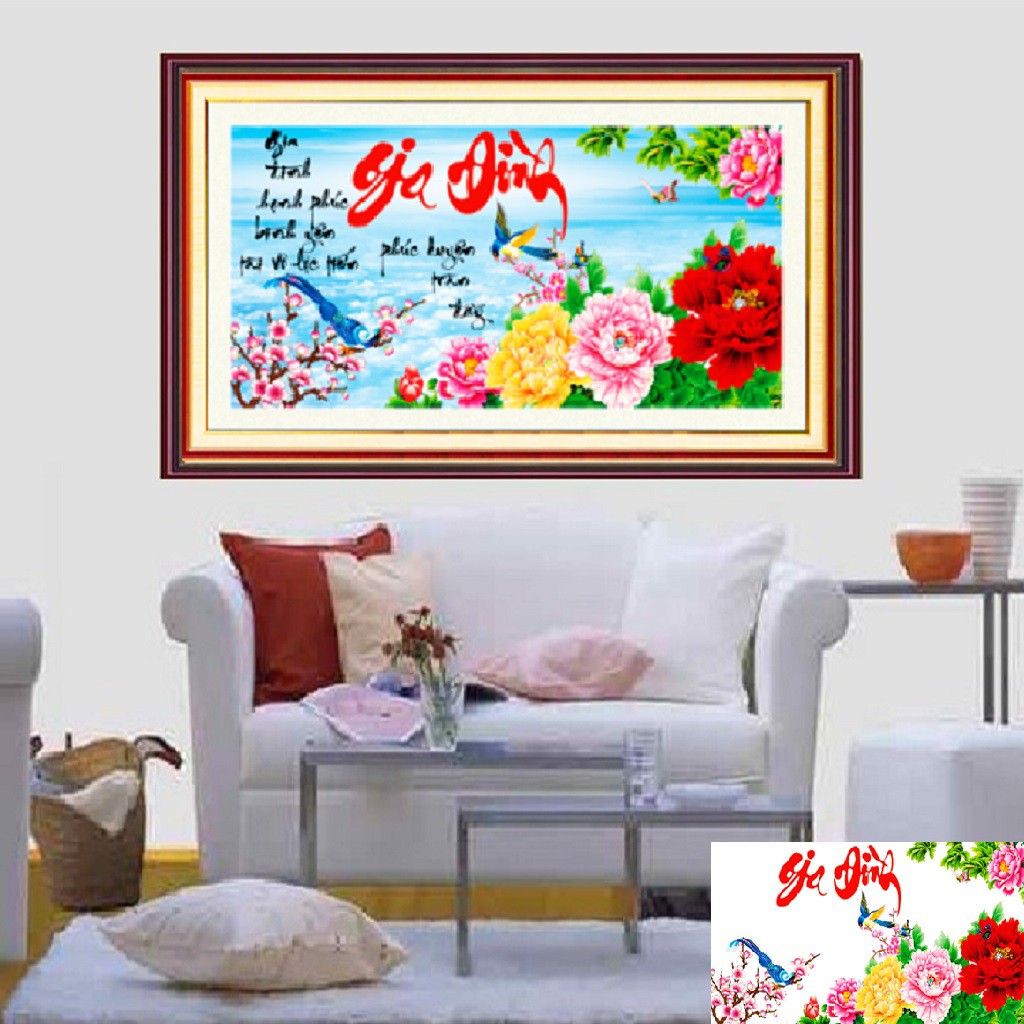 Tranh thêu thư pháp gia đình 222974 kích thước: 60x35cm