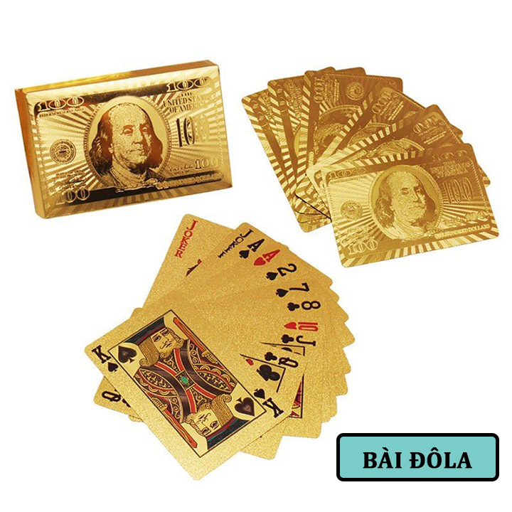 Bộ bài tây mạ vàng đôla, euro, dubai cao cấp tết 2023 - Bộ bài tây mạ bạc 52 lá đẹp cute - Bộ bài tiến lên không gãy không thấm nước có phản quang