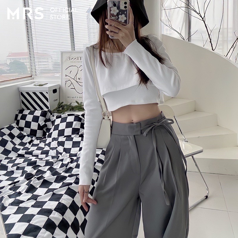 Quần ống rộng nữ lưng cao thắt dây nơ 1 bên quần culottes ống suông công sở dáng dài nhiều màu mặc đi học làm