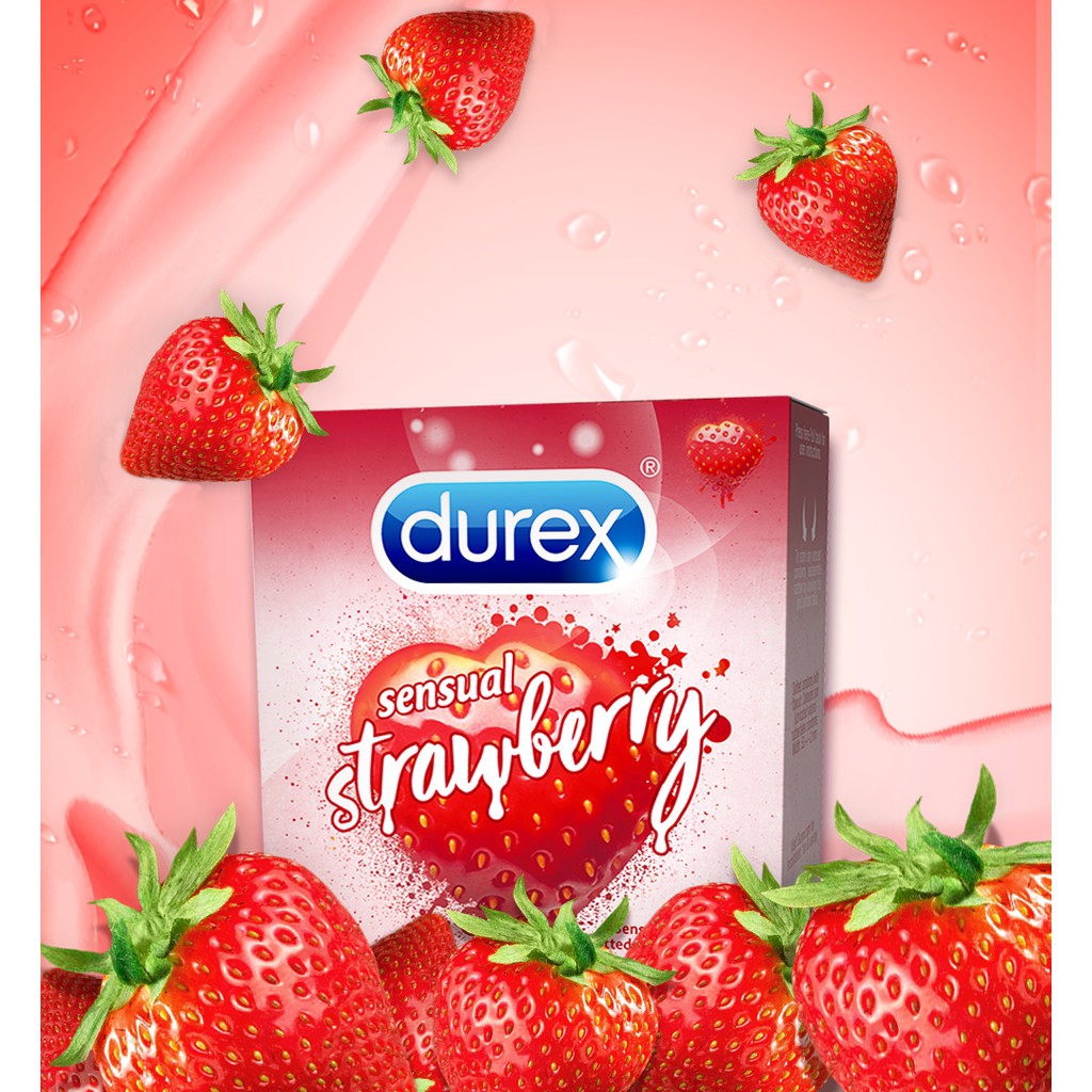 Bao cao su Durex Sensual Strawberry 3 bao hộp