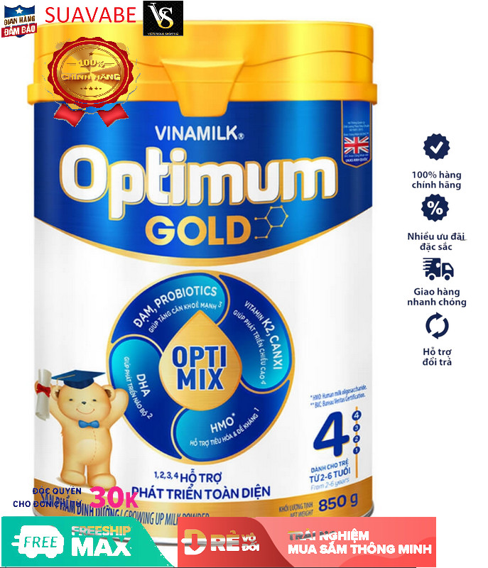 Vinamilk optimum gold 4, 850g, 2-6 tuổi