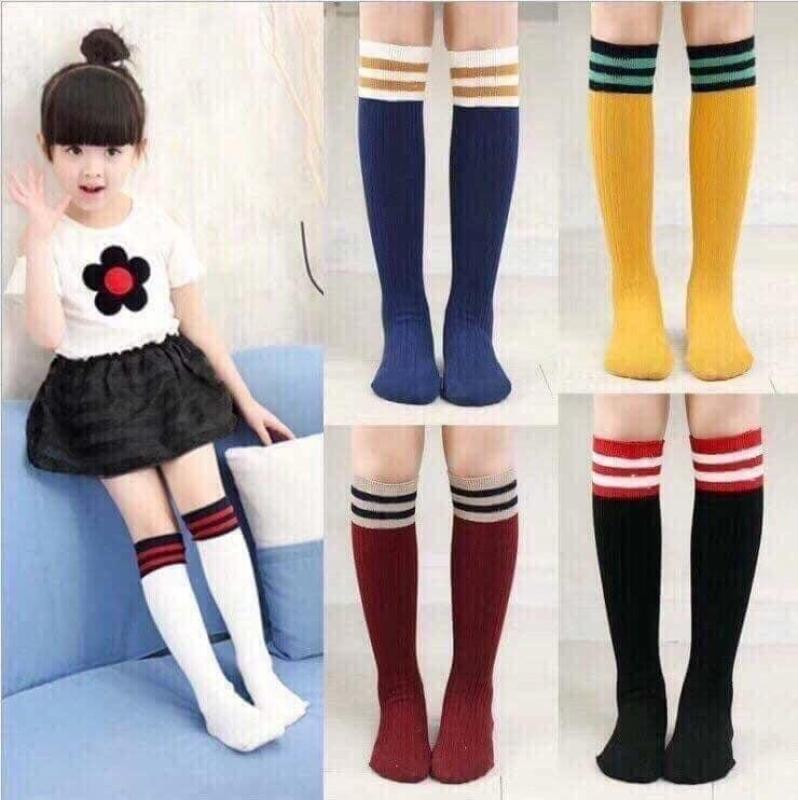 Combo 5 đôi tất đùi gối viền kẻ cho bé ,tất trẻ em,tất trẻ em cao cổ