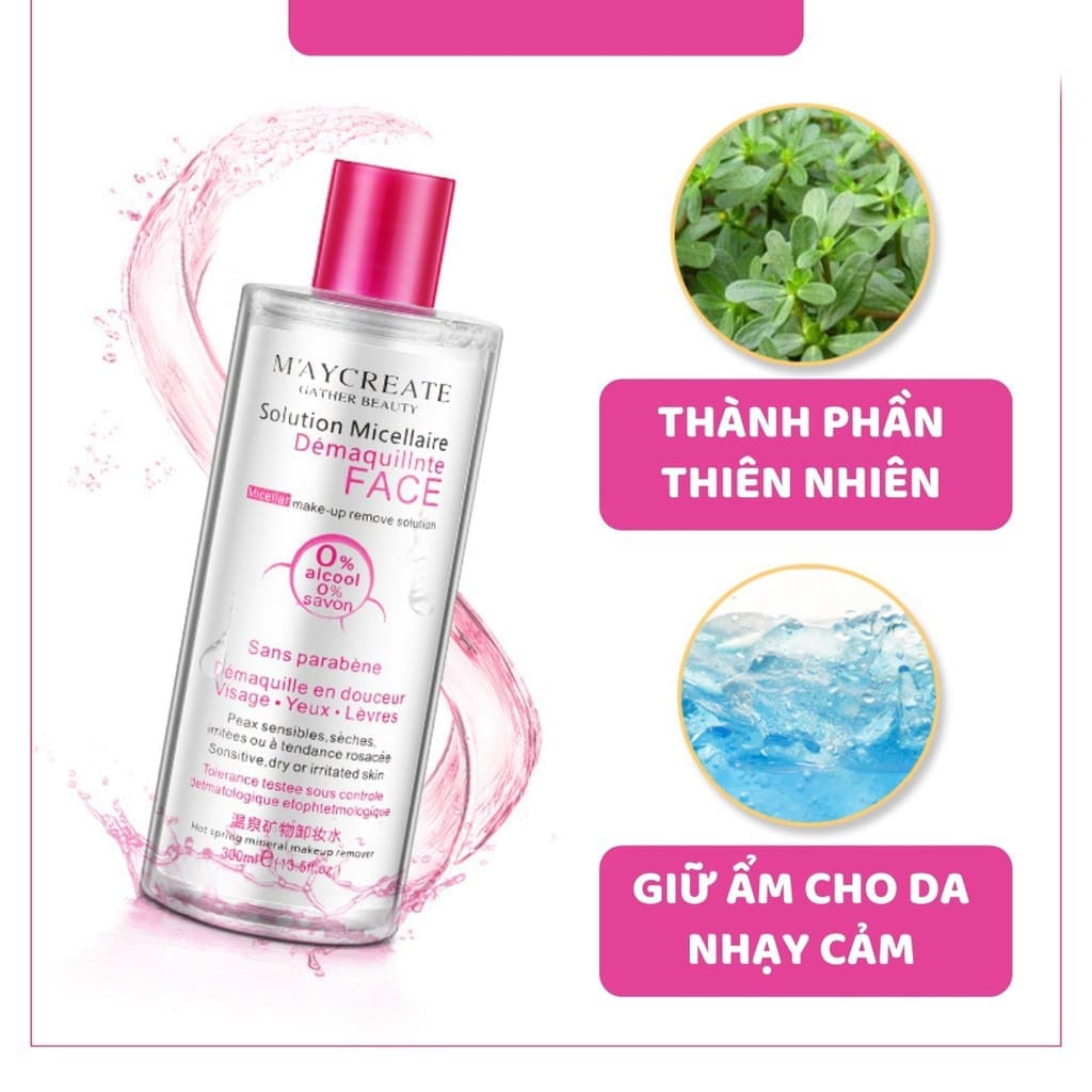 [FREE SHIP + QUÀ 1K ] Nước tẩy trang 300ml Lashino tẩy trang nhanh sạch sâu lớp trang điểm, nắp hồng không cồn cho da dầu mụn da khô