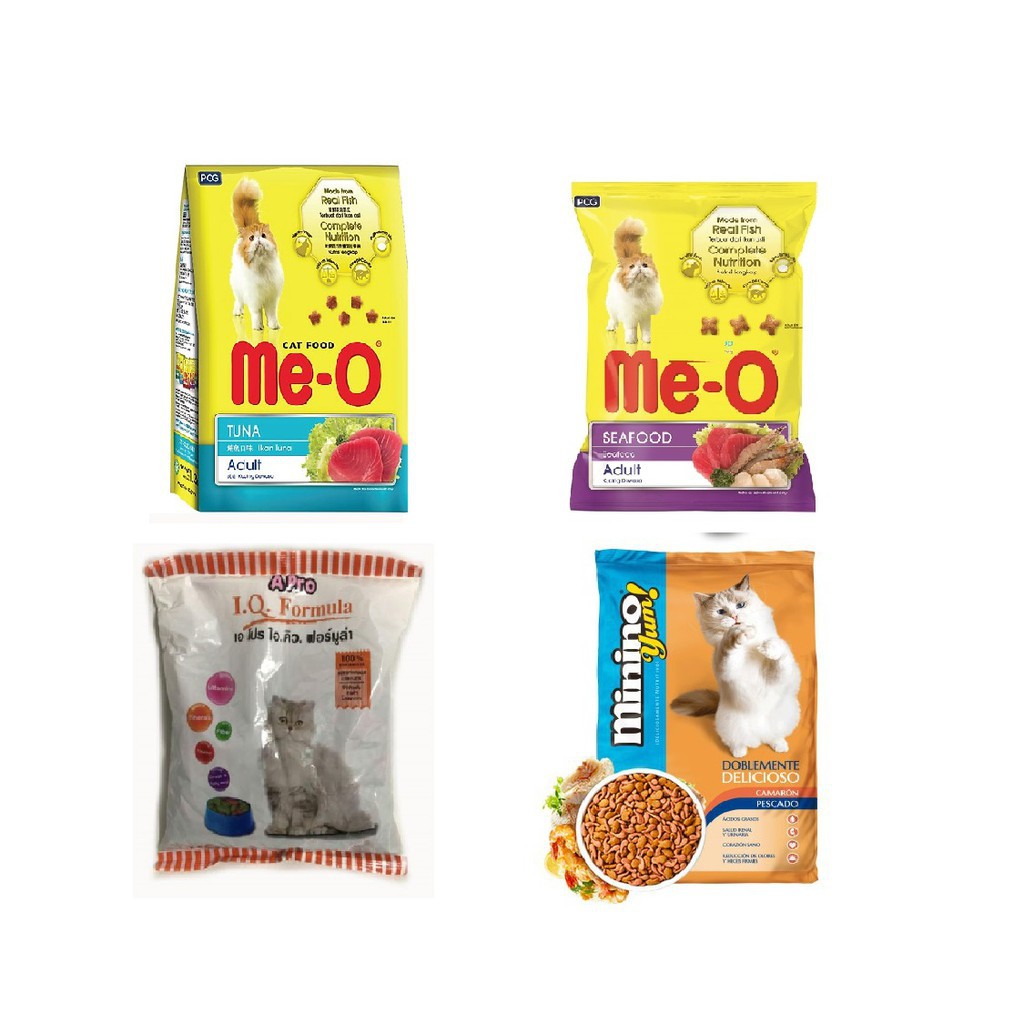 [HCM]Combo Mix 4 gói - Thức ăn hạt cho mèo MIX 4 vị (2 Me-o 350gr 1 YUM 350gr 1 Apro 500gr)