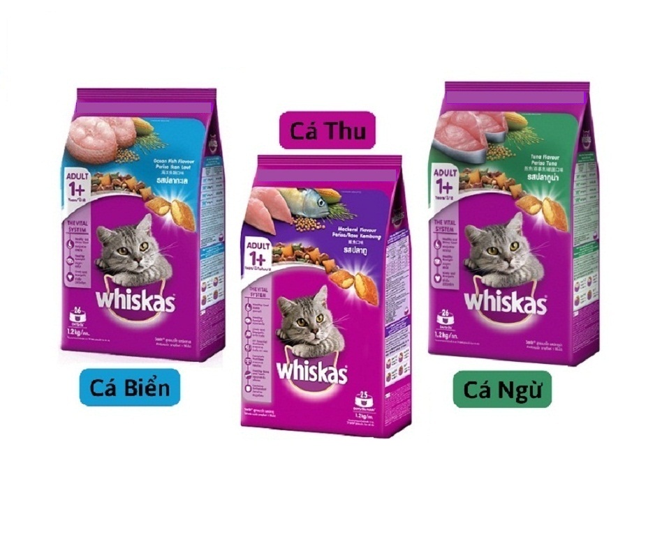 Thức ăn hạt cho mèo lớn Whiskas 1.2kg (Đủ vị)