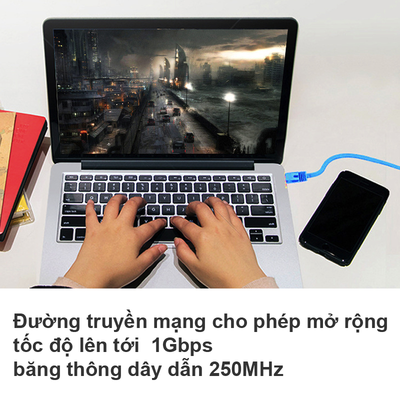 Dây mạng tốc độ cao gigabit CAT6 UTP 250MHz siêu mỏng RJ45 24K 5U JH 1M 1.5M 2M 3M 5M 10M