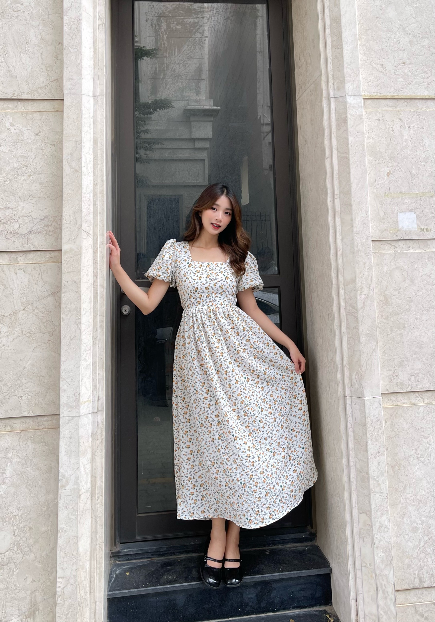 MIỀU_ĐẦM DÀI TAY PHỒNG KHOÉT EO EVIE