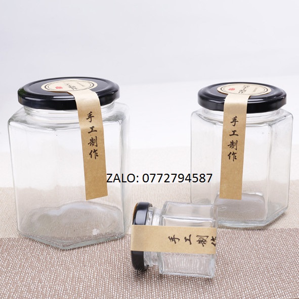 [HÀNG CHẤT LƯỢNG] Hũ Thủy Tinh Lục giác Nắp Thiết